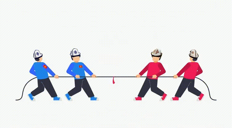 Tug of War Math Game - Two teams battling with math knowledge